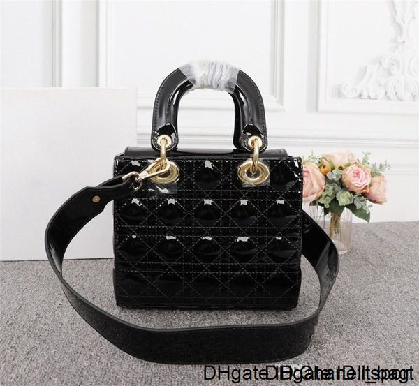 

21 doratang women s shoulder patent leather solid color fashion temperament personality trend diamond lattice portable messenger bags