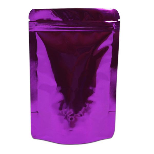 

50pcs lot zip lock stand up aluminum foil bag heat sealable glossy doypack reclosable coffee snack tea grocery packaging pouch h bbywvk