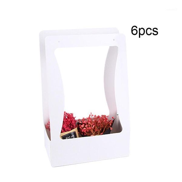 

6pcs /set portable flower box packaging flower basket gifts folding paper box florist supplies for valentine's day gift1