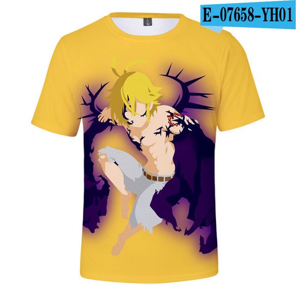 

seven deadly sins meliodas short-sleeve classic anime man printed cosplay 3d print shirts harajuku graphic aesthetic men clothing