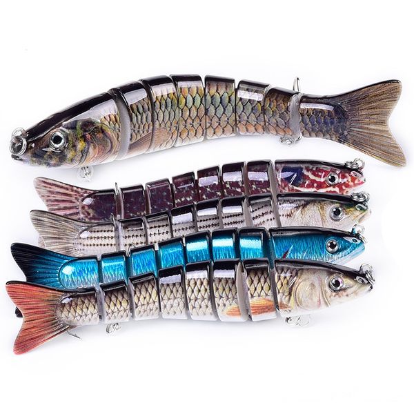 

135mm 28.5g 8 section hard fishing lures wobbler plastic fishing baits tackle water 3d simulation eyes multi jointed bait