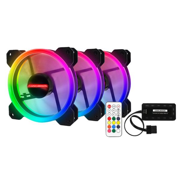 

fans & coolings 3-pack led cooling fan rgb 120mm 12v w/ remote control for computer case pc cpu