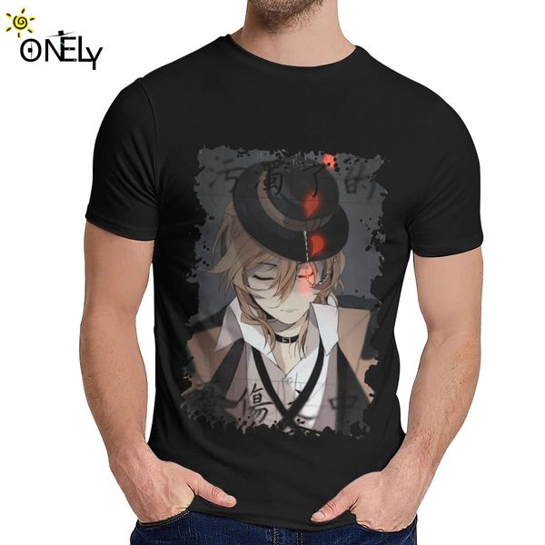 

sport geek chuuya nakahara bungo stray dogs bsd dazai osamu t shirt for male slim 100% cotton tee shirt round neck