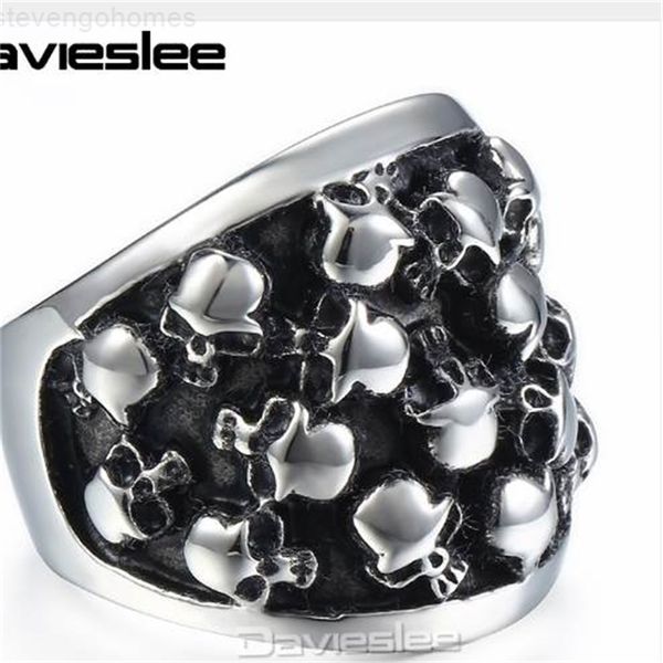 

steel davieslee men's skull punk 316l stainless ring party jewelry for men dlhr31, Silver