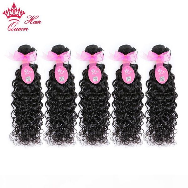 

queen hair 100% brazilian water wave, natural wave human virgin hair 5pcs lot, virgin brazilian human hair, Black