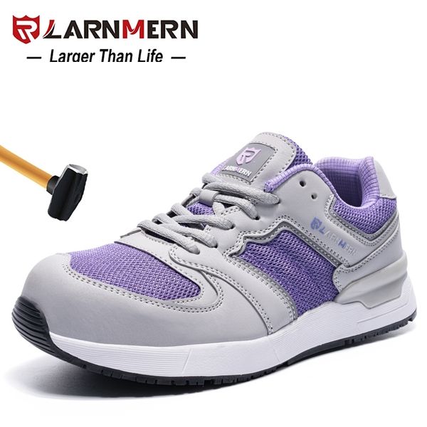 

larnmern women's work safety shoes steel toe construction sneaker breathable lightweight anti-smashing anti-static src shoes y200915, Black;brown