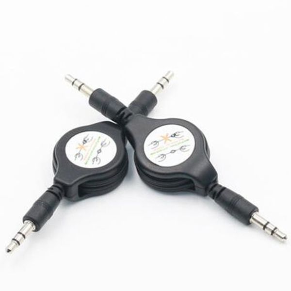 Estéreo de cabo AUX retrátil 3.5mm a 3,5 jack masculino para cabo de extensão flexível de áudio de carro masculino para fone de ouvido de alto-falante de mp3