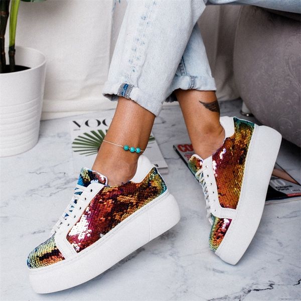 

spring women plateform glitter shinny bling shoes fashion casual woman lady ballet flats sneakers espadrilles new y200424, Black