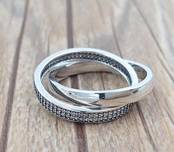 

100% s925 sterling silver двойной круг женщины кольцам для пандоры steyle дар обручальное кольцо оригинальной коробке