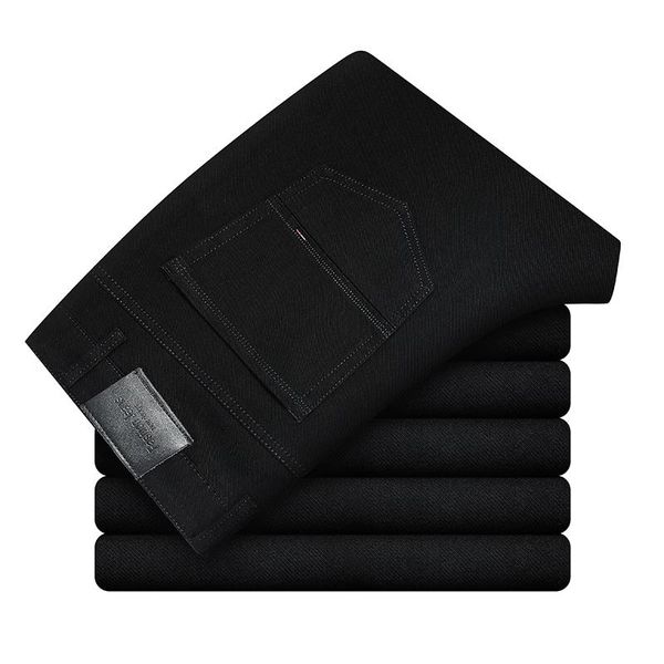 

men's jeans 2021 spring autumn classic straight black business casual stretch denim pants male brand long trousers,6212, Blue