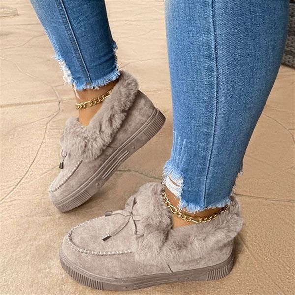 

2021 the new new women with skin slides-in cotton shoes winter beautiful bowknot warm snow boots female flat jpa5, Black