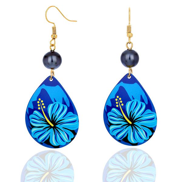 

earrings of dangling holiday earrings jewelry circle blue teardrop acrylic drop accessories hawaiian earring for women gifts, Silver