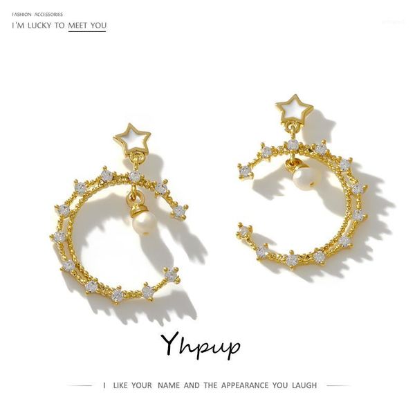 

dangle & chandelier yhpup moon star earrings zirconia s925 silver post jewelry pendientes mujer moda 2021 for women party gift1