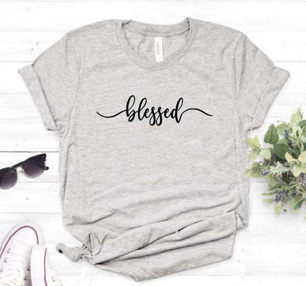 

blessed letters print women tshirt cotton casual funny t shirt gift 90s lady yong girl drop ship s-905, White