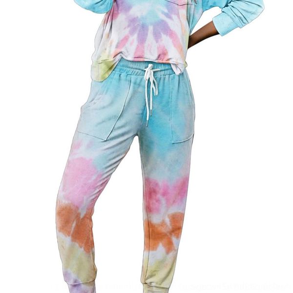 

lfhwu 2020 autumn suit and and pajamas trouserswinter new tie-dyed home wear women's trousers long-sleeved pajamas trousers numc6, Gray