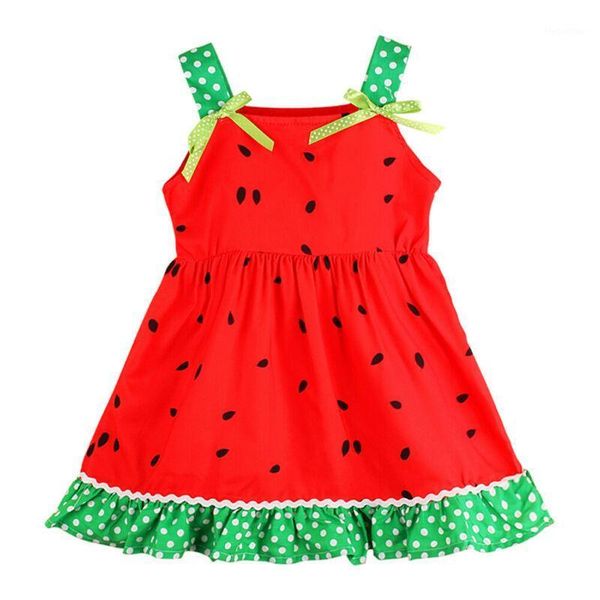 

girl's dresses infant baby girl dress cute watermelon print sleeveless bow tie slip casual for summer hoilday 0-5y1, Red;yellow
