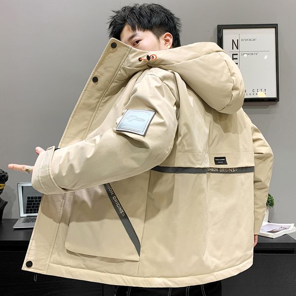 

men's thickened 2020 new korean cool jacket winter fashion brand down cotton padded, Black