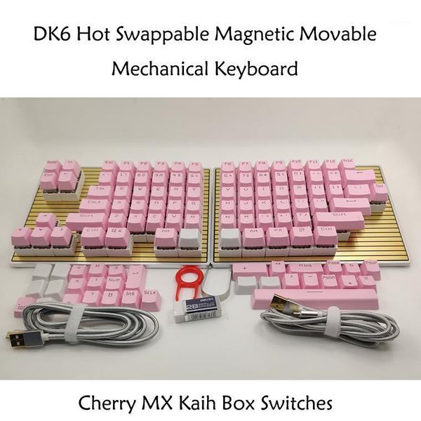 

keyboards diy dk6 swappable magnetic movable macro keys cherry mx kaih box switches programmable rgb mechanical keyboard for gamer1