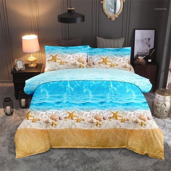 

bedding sets 3d beach ocean duvet cover set 2/3pcs bed twin double  king quilt pillowcases no sheet1