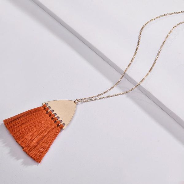 

chains zwpon 2021 boho fan fringe tassel pendant long necklace for women, Silver