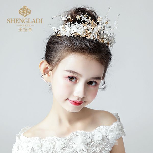 

mkorean headdress princess girl's crown hair band stage flower children's head wreath wedding accessories k, Silver