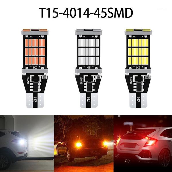 

2pcs car reversing light t15 4014 45smd decoding without extremely bright turn signal canbus brake light1
