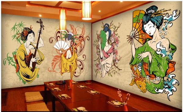 

3d wallpaper custom p hand drawn japanese beauty in the living room home decor 3d wall murals wallpaper for walls 3 d
