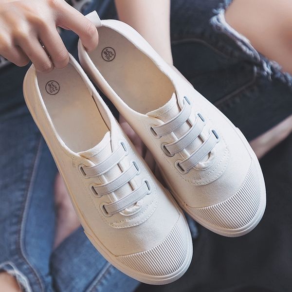

casual spring summer outdoor sneakers women canvas girl flats classic white student shoes y200801, Black