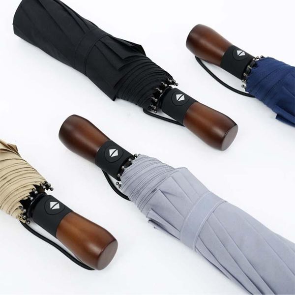 

creative men women rain umbrella women matic 3 folding 10k wooden handle business womens sunny and rainy umbrella bbygll lipper