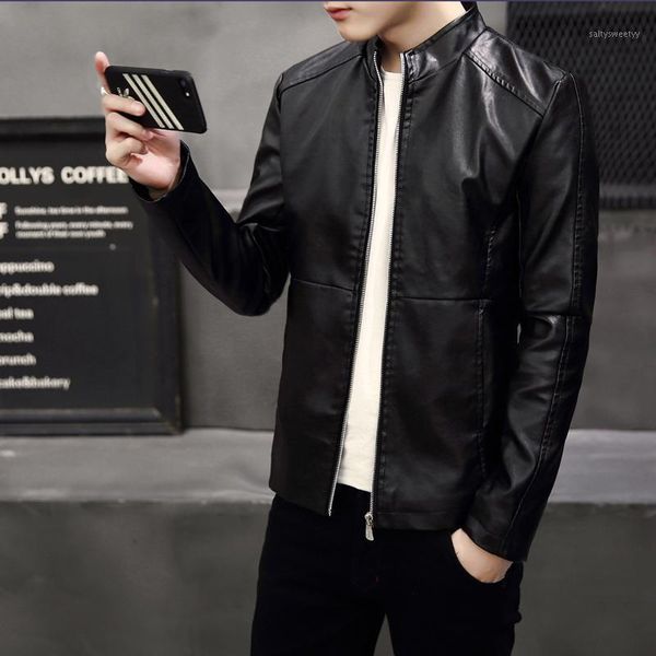 

men's fur & faux men leather jackets coats clothing autumn winter male fashion casual pu jacket men's motorcycle jacket1, Black