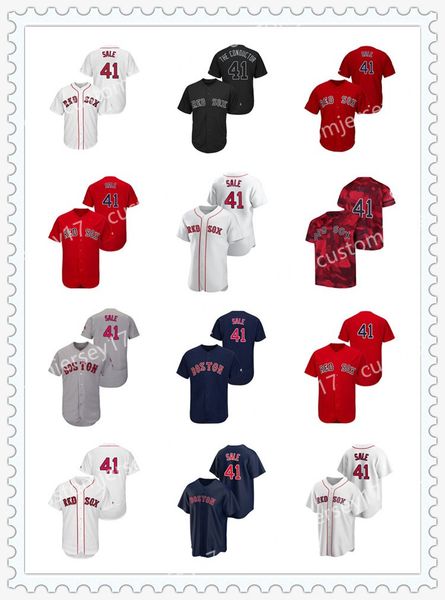 

мужские женщины молодежи бостон красный сосудный 41 крис продажа 7 colo # 00 2020 игрок пользовательских изделий из бейсбола джерси, Black