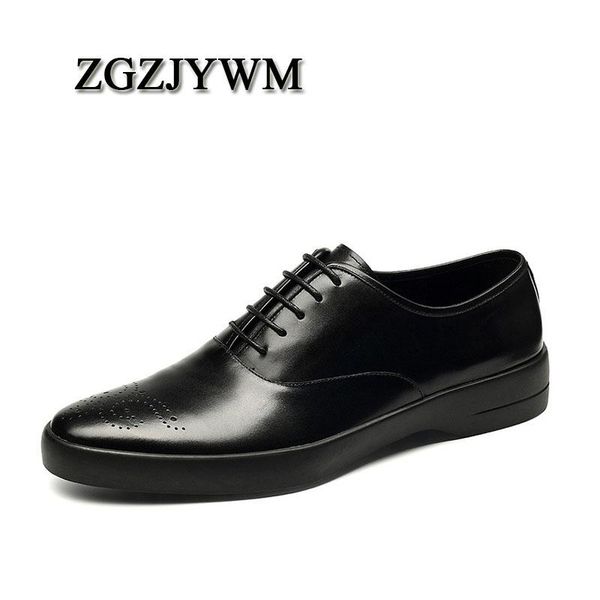 

zgzjywm breathable mens business lace-up black/red/brown pointed toe formal dress genuine leather wedding oxfords office shoes
