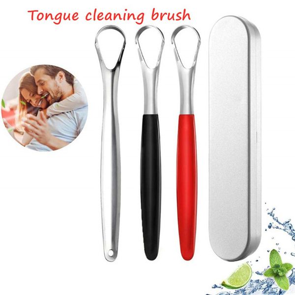 

2021 new stainless steel tongue scraper, tongue coating cleaning brush, three color tongue scraping plate, personal and household