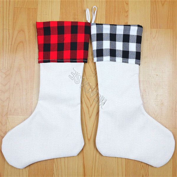

christmas buffalo plaid stocking blank sublimation thermal ornaments christmas stockings gift candy bag purses xmas socks hanging d102903