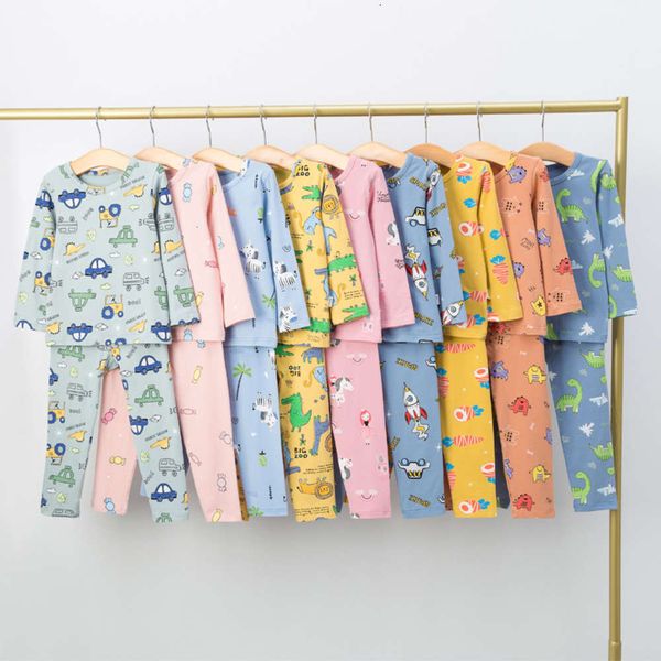 

boys girls children's and autumn lycra underwear set baby cotton pajamas round neck two piece home cloth, Blue;red