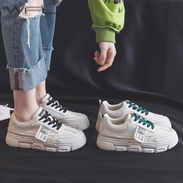 

wfl women shoes dad footwear spring new white shoes women's thick bottom wild sports lace-up zapatos de mujer, Black