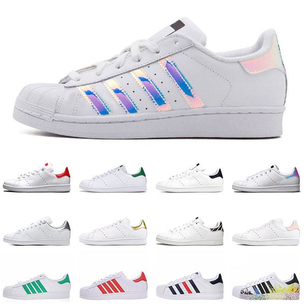 

wholesale 2021 new quality stan smith flat casual shoes men women designer laser blue platform leather superstar trainers sneakers 36-45, Black