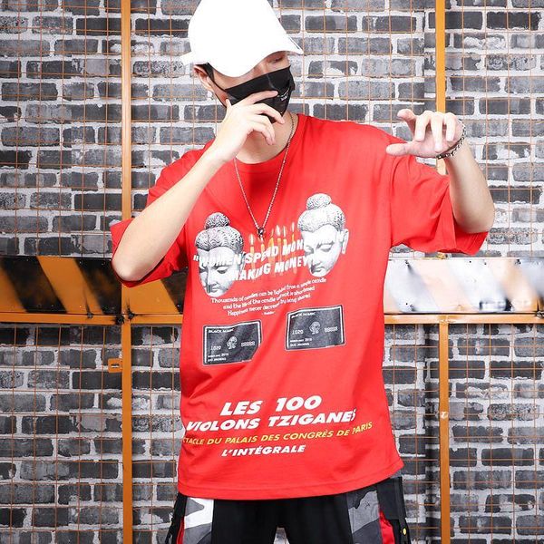 

fashion street individual letter printing loose five-sleeve tee trendy men's bf style hip-hop student t-shirt summer1, White;black