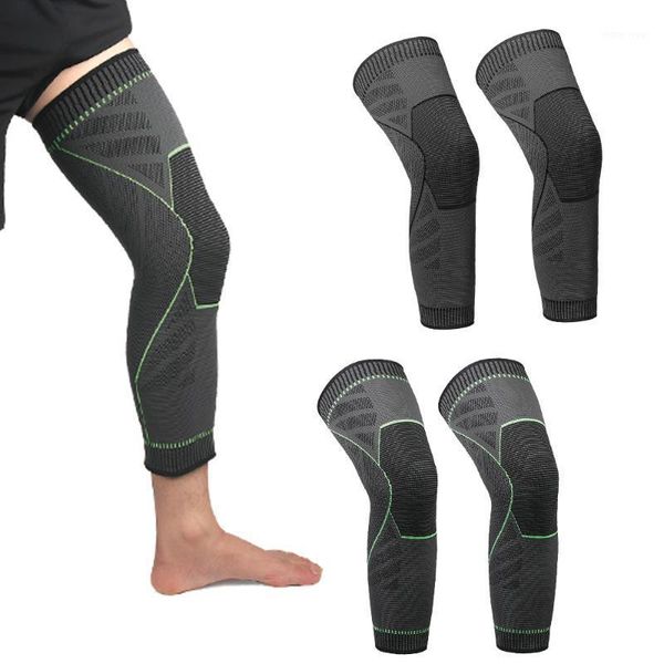 

1pc silicone warm long knee pads brace support men women work for arthritis crossfit volleyball tennis safety sports protection1, Black;gray