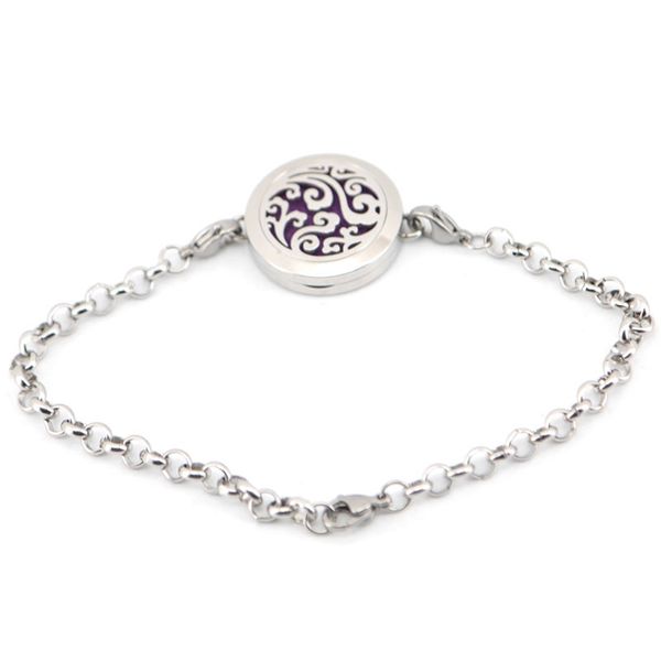 

ocean 25mm magnet aromatherapy essential oils stainless steel perfume diffuser locket bracelet(length8.6") include 10pcs felt pads, Black