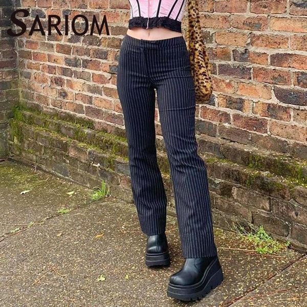 

high waist striped suit pants for women korean style black straight leg jogger 2000s y2k aesthetic trousers streetwear outfits1, Black;white