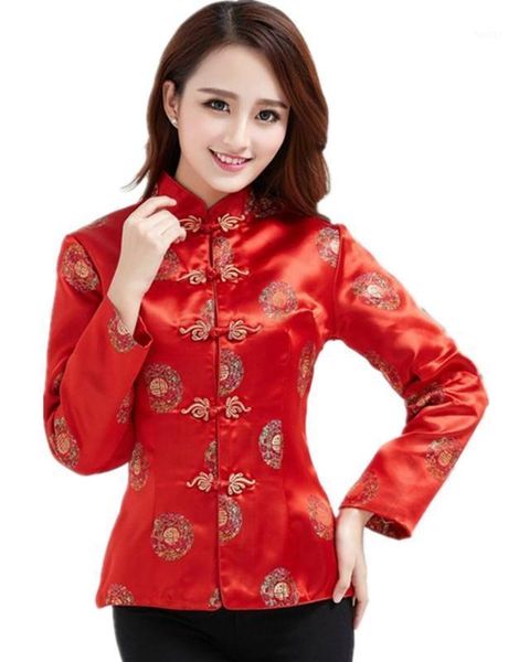 

shanghai story dragon embroidery cheongsam shirt qipao long sleeve chinese traditional blouse for women1, Red