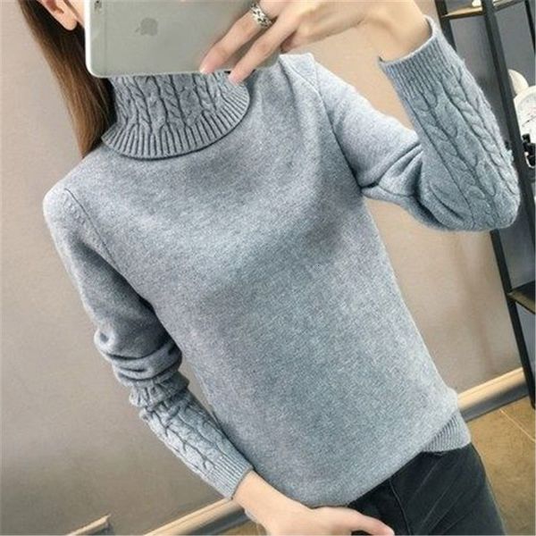 

2020 fashion sweater women's autumn winter clothing casual long sleeve high-necked knitted pullovers n1047, White;black