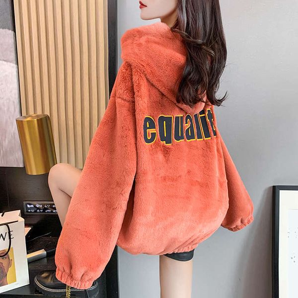 

double faced cashmere sweater women's loose korean medium length plush thickening new autumn and winter 2020 foreign style languid, Black
