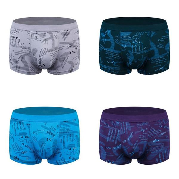 

4 pack men boxers underwear bamboo fiber boxershorts mens pants breathable male panties calecon homme ondergoed mannen, Black;white