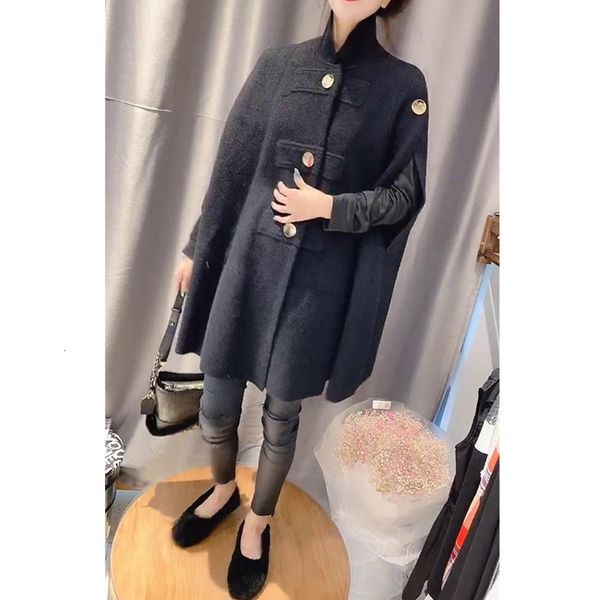 

autumn winter 2020 new korean bat wool loose and versatile, black cape coat, women's fashion