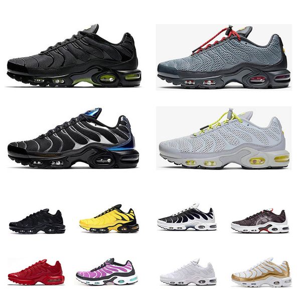 

tn plus men women running shoes a day before the bite black metallic volt solar brushstroke camo fade blue hero outdoor sports sneakers