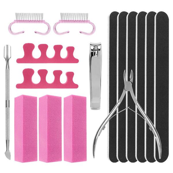 

nail art kits 16pcs/set manicure set clipper dead skin scissors sponge file tools care kit pedicure