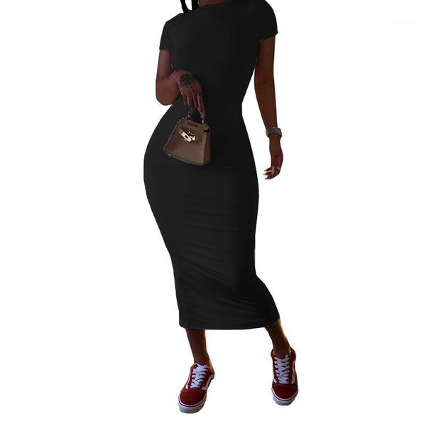 

womens summer dress vestido short sleeve slim bodycon dress tunic crew neck casual pencil 2020 new arrival1, Black;gray