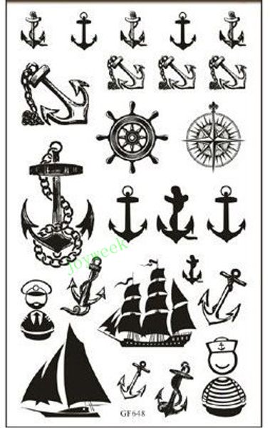 Adesivo de tatuagem temporária à prova d'água âncora bússola veleiro tatto adesivos flash tatoo tatuagens falsas para mulheres meninas homens crianças
